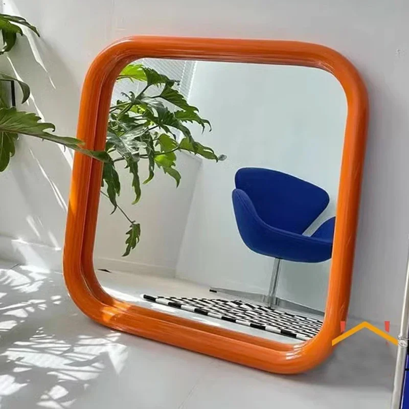 Desktop Rectangular Mirror Small Modern Nordic Design Metal Frame Portable Korean Mirror Bedroom Compact Boho Creative Decor