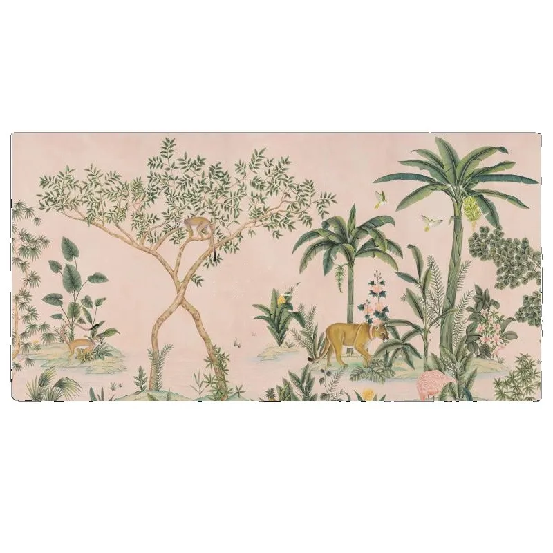 Forest tree pink TV sofa bedroom bedside background wallpaper wallpaper oil painting