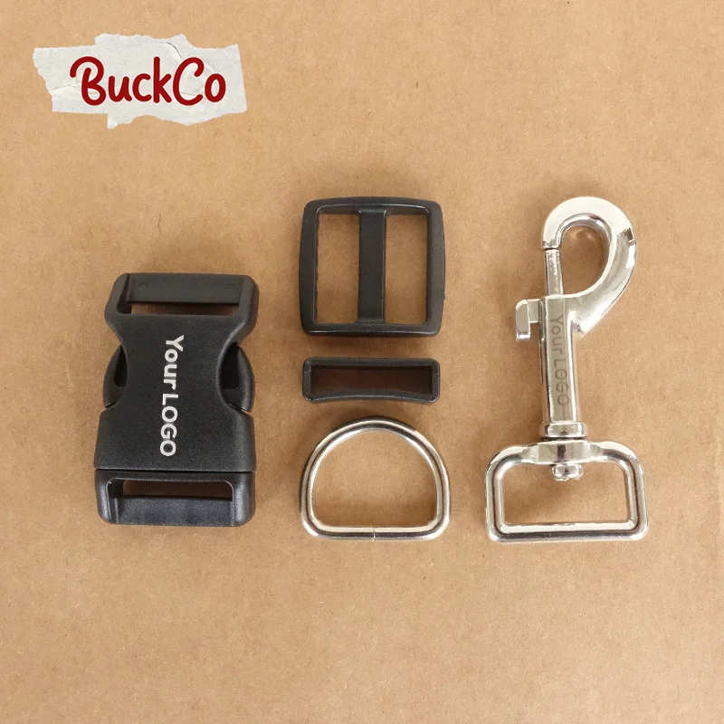 Engraving (plastic buckle+Tri-Glid+square keeper+D ring+metal dog clasp/set)Electroplating process black 25mm DIY accessories