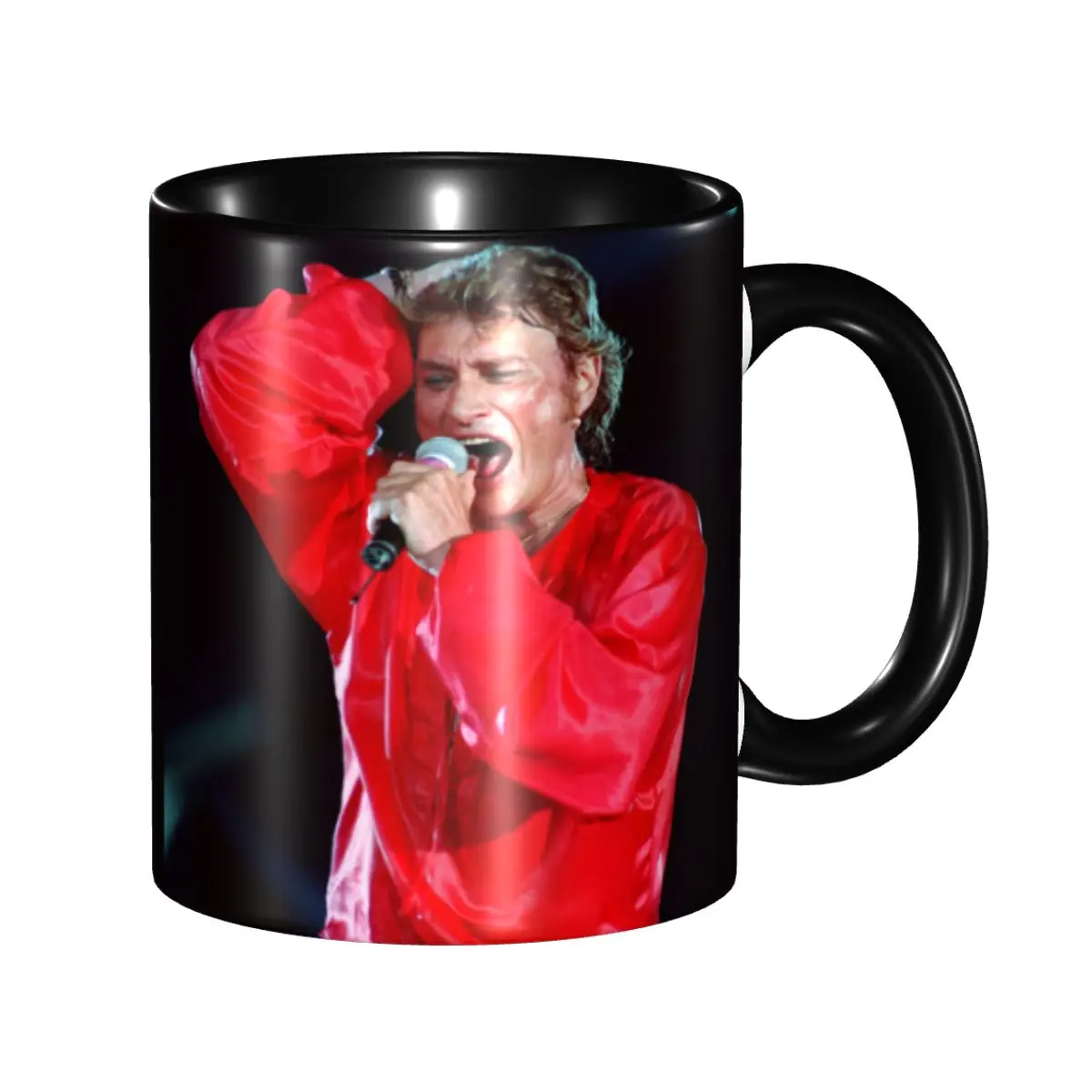 

DIY Johnny Hallyday Music Singer Ceramic Mug Custom French Rock Coffee Cups Creative Present