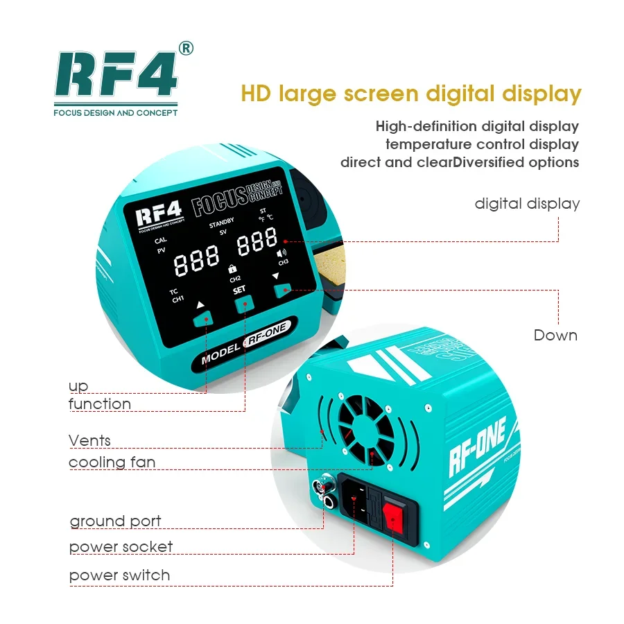 RF4 RF-ONE Intelligent SMD Soldering Iron LCD Digital Display Welding Station Temperature Control Fast Heating For PCB Repair