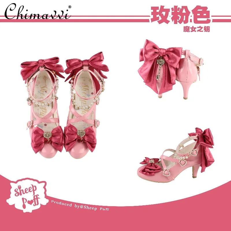 

Lolita Sweet Bowknot Shoe Clip High Heels for Women 2025 New Cute Girl Lady Versatile Elegant Princess High Heels Pumps