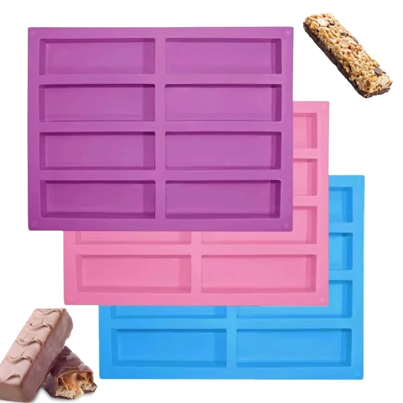 Silicone Molds for Chocolate-8 Cavity Rectangular Molds Suitable for Protein Bars,Energy Bar,Baking Molds for Muffins,Cheesecake