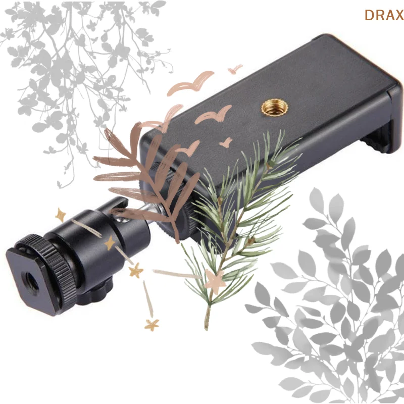 Hot Shoe Phone Clip Universal Moblie Phone Holder Bracket: With Mount 1/4 Screw Tripod Monopod Camera Stand