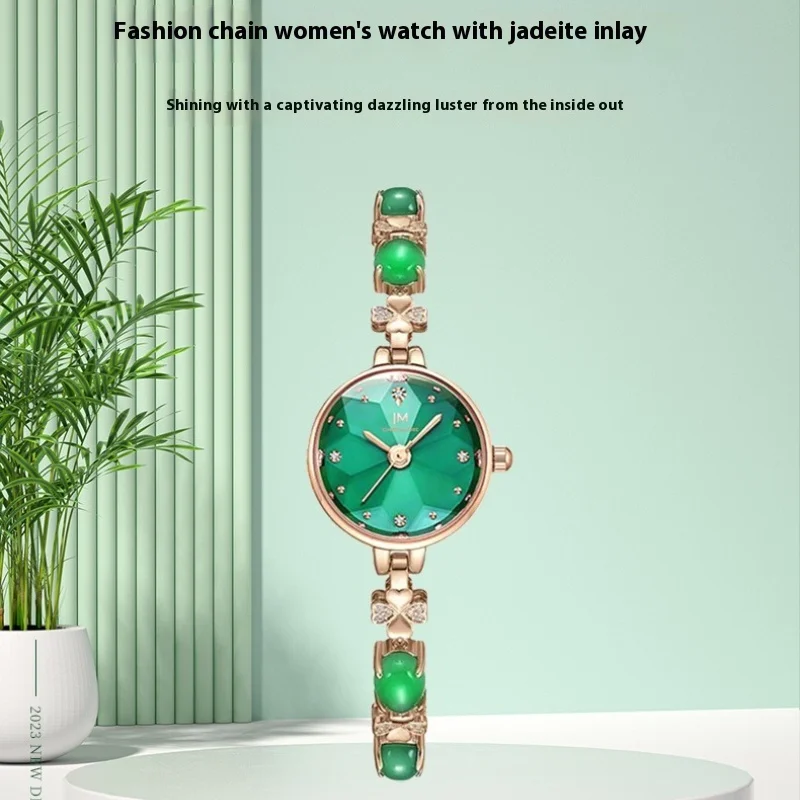 

JONNY MOORE 1536, женские часы, нефритовый браслет Marrow, водостойкий кварцевый комплект с бриллиантами, изумрудные женские модные трендовые часы Montre Femme