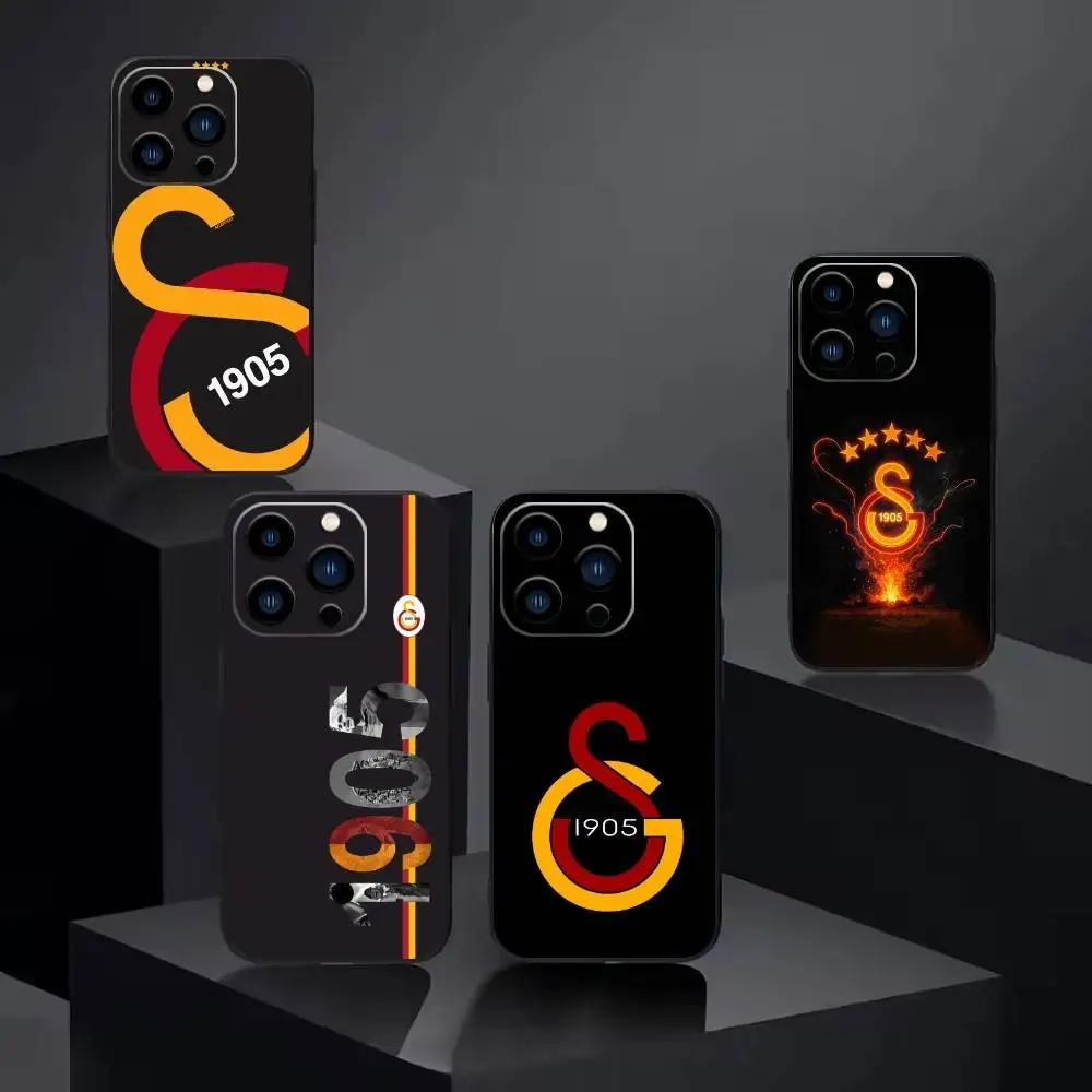 

G-Galatasaray S-SK pattern 1905s Phone Case For iPhone 17 16 15 14 13 12 Max Plus Silicone Black Cover