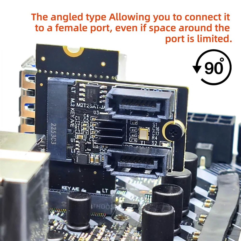 Ângulo direito adaptador de extensão Riser, 90 graus, perfil baixo, NGFF, chave A + E, PCI Express, macho para fêmea