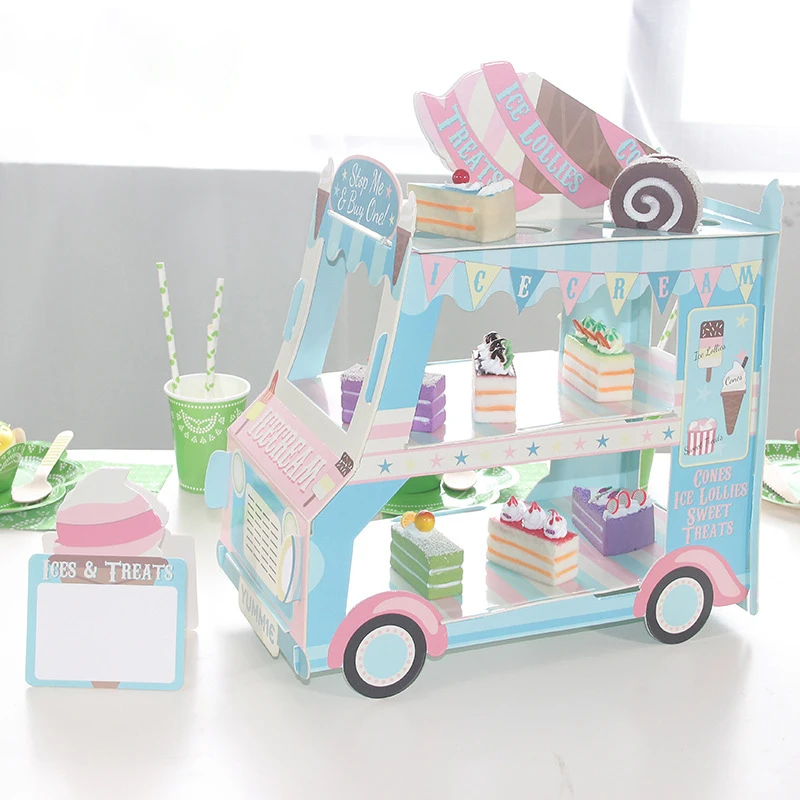 Dessert Table Birthday Ice Cream Holder Display Ice Cream Truck Ice Cream Car Bus Cake Stand Cake Cupcake Stand Bus Cupcake