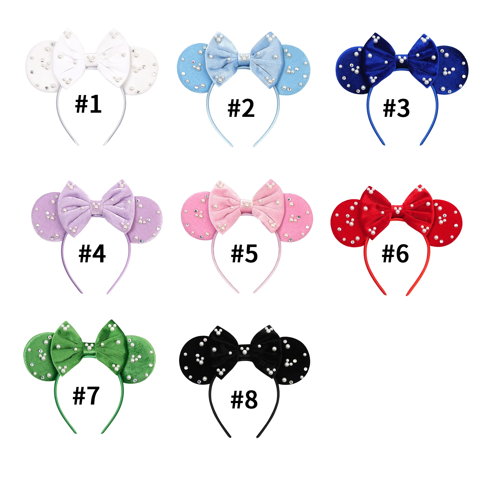 Neues Vollperlen-Mausohren-Stirnband 5" Schleife Perlen-Haarband Haaraccessoires Glitzer Party Prinzessin Dekoration Cosplay Kostüm Damen – Detail 3