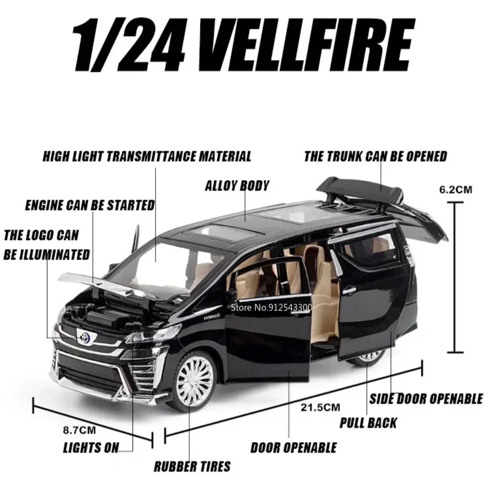 1:24 Denza D9 VELLFIRE MPV سبيكة نموذج سيارة لعبة معدنية دييكاست مركبة محاكاة ضوء الصوت نماذج مصغرة للهدايا الأولاد #3