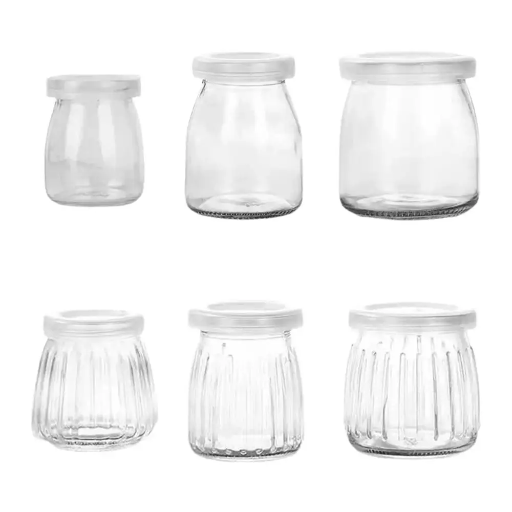 1Pcs Storage Cup​s Pudding Jars High Temperature Resistant Wishing Bottle Glass Bottle 100ML 150ML 200ML with Lid