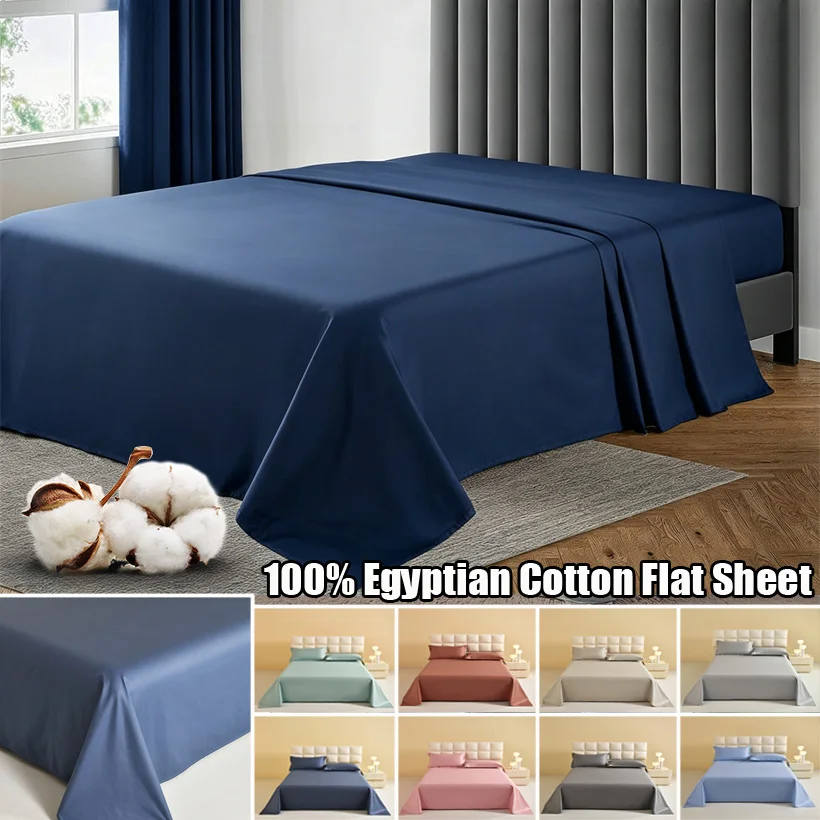 Soft Durable Flat Sheet 100% Long Staple Egyptian Cotton Bed Linens Bedsheet for Home Hotel Dormitory Skin-friendly Bed Sheets