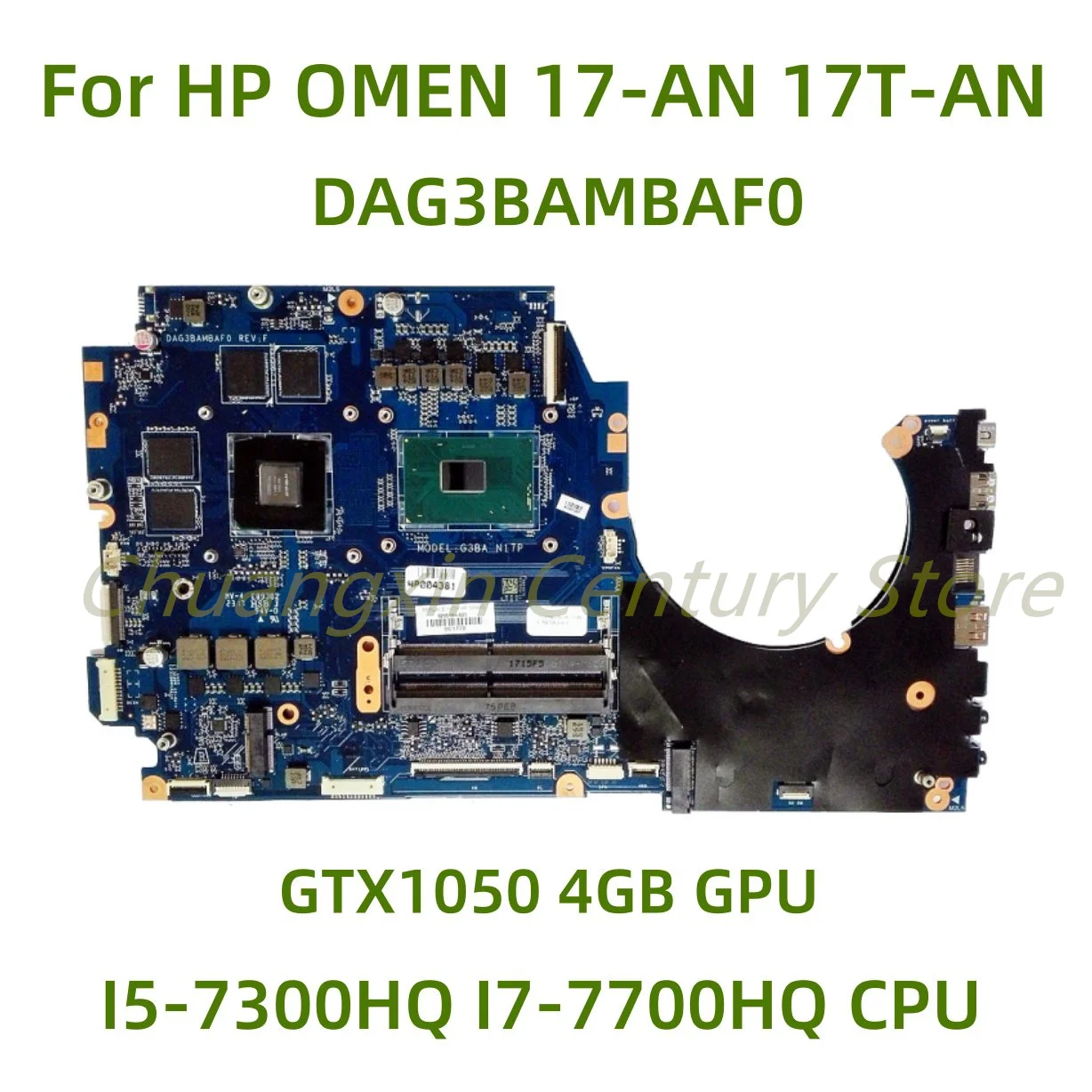 

Подходит для материнской платы ноутбука HP OMEN 17-AN 17T-AN DAG3BAMBAF0 с процессором I5-7300HQ I7-7700HQ GTX1050, графический процессор, 100% протестировано, полностью работает