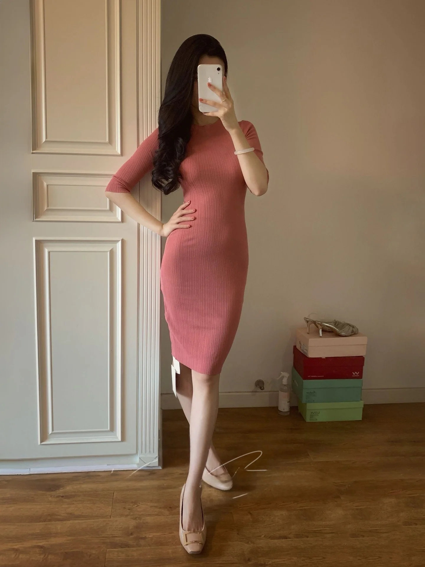 Elegant Knitted Midi Dress Half High Collar Sleeveless Slim Fit Bodycon Summer New Style Casual Wear Other Material 100%