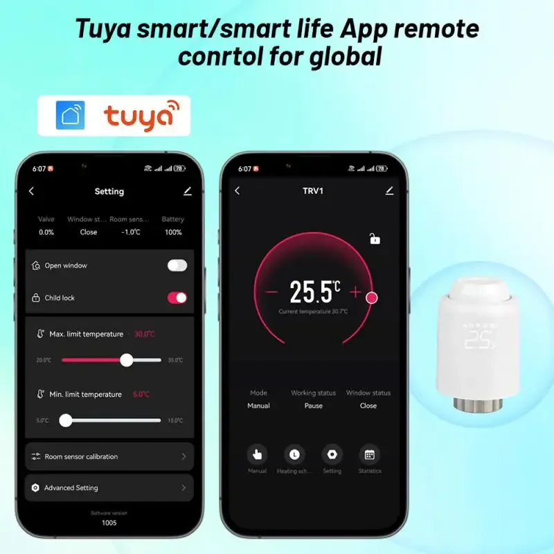 Tuya zigbee3.0 termostato inteligente atuador do radiador trv controlador de válvula termostática funciona com alexa google home alice