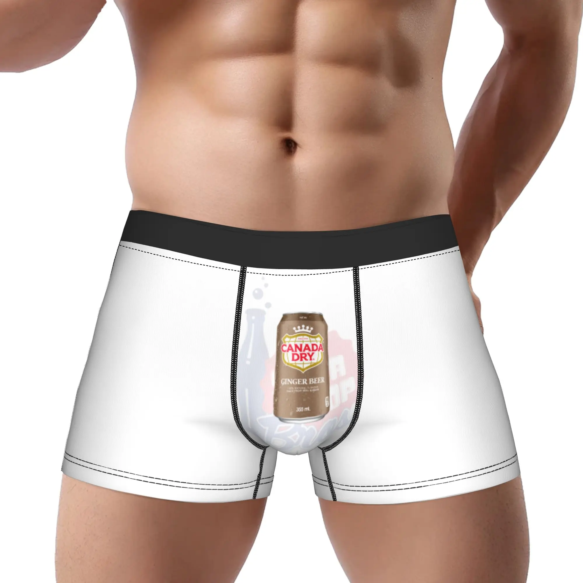 Cerveza de jengibre seca Canadá Dry en lata marrón, Ropa interior transpirable Canadá Dry, Calzoncillos bóxer ventilados para hombre