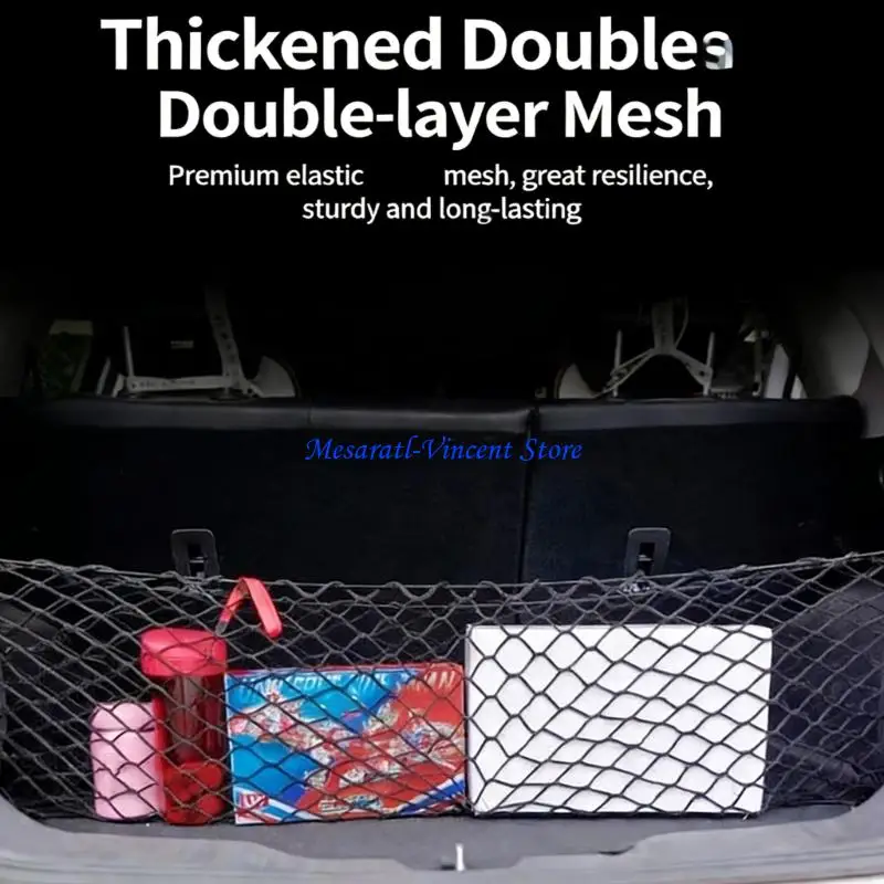 A70F Double Layer Elastic Car Trunk Netting Backrest Storage For Maximizing Space And Keeping Items In Place