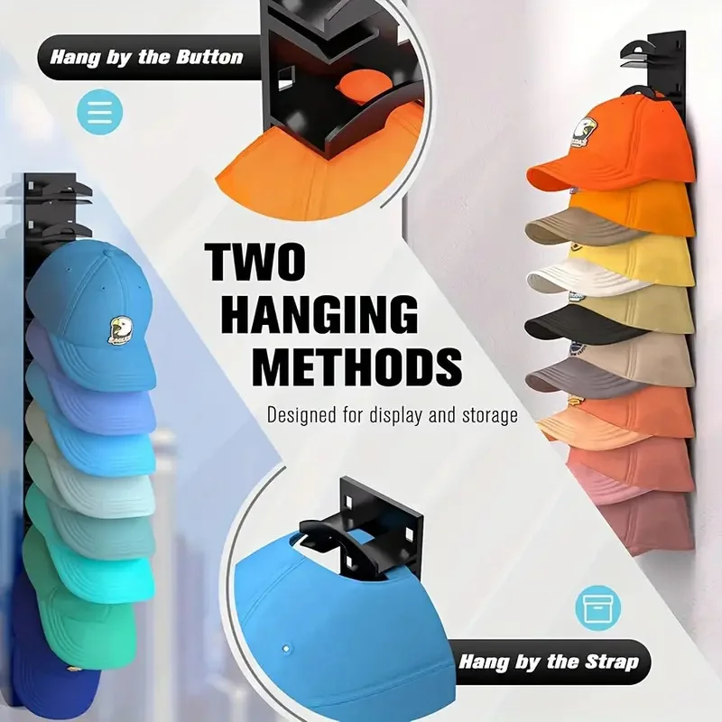 Hat Organizer for Baseball Caps Hold Up to 20 Hats Hat Rack for Wall with Strong Adhesive Hat Hanger Holder Cap Storage for Door