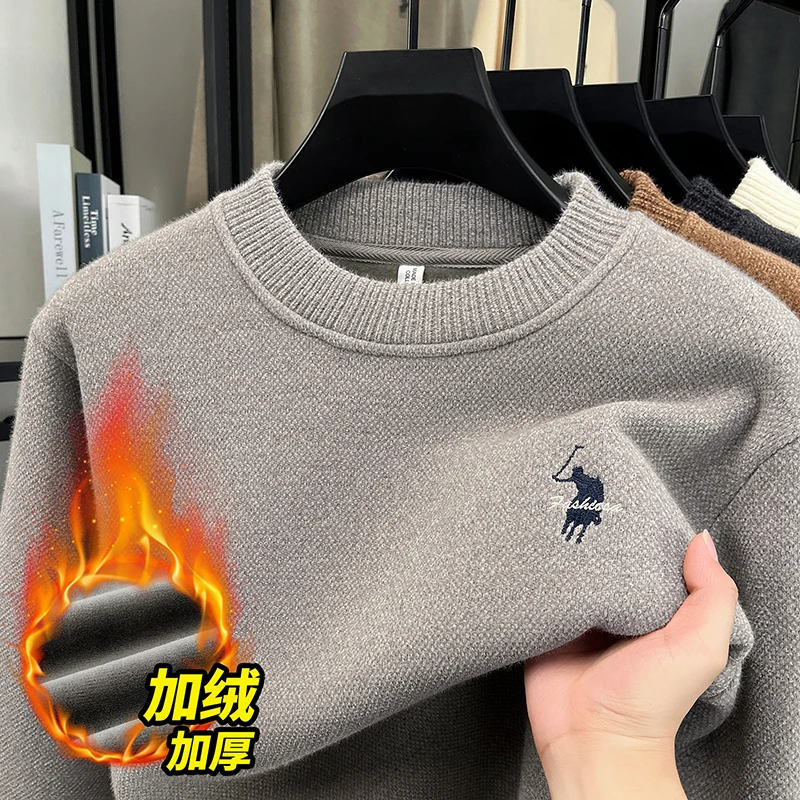 الخريف والشتاء غير بيلينغ فرو المنك وهمية اثنين من البلوزات الرجالية مع سترة سميكة الدافئة متماسكة #4