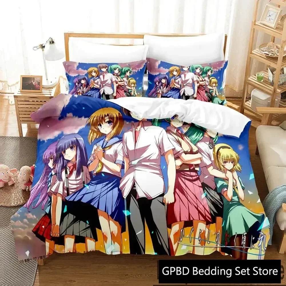 Anime Higurashi When They Cry Bedding Set Duvet Cover Bed Set Quilt Cover Pillowcase Comforter king Queen Size Boys Adult