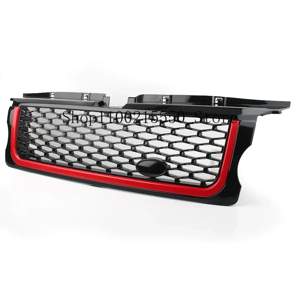 ABS Car Front Bumper Grille Mesh Grill For Land Rover Range Rover Sport RRS 2005 2006 2007 2008 2009 Black Frame Red Edge