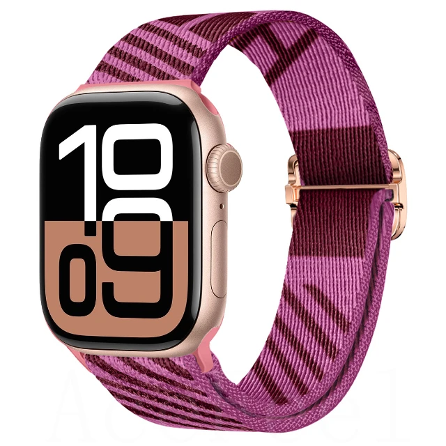 Correa de nailon a rayas para Apple Watch 49mm 46mm 45mm 44mm 42mm 41mm 40mm pulsera ajustable iWatch Ultra 10 9 8 7 6 5 4 SE