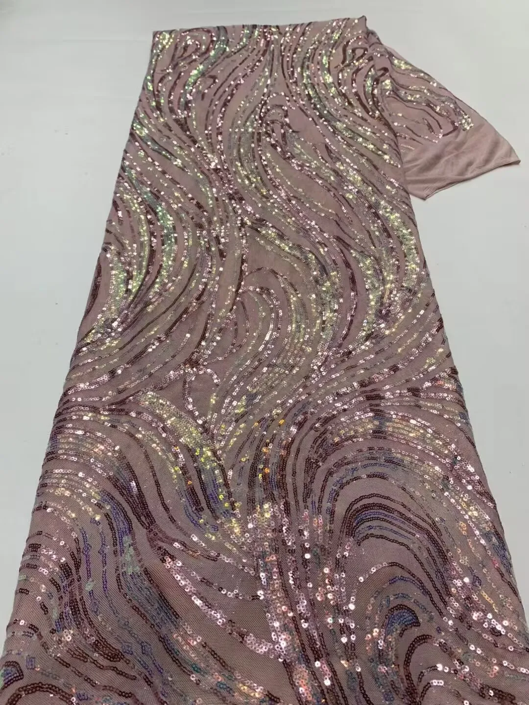 

African Lace Fabric 5 Yards 2023 High Quality Luxury Sequins Net Embroidery Nigerian Wedding Gown Material French Lace Fabric