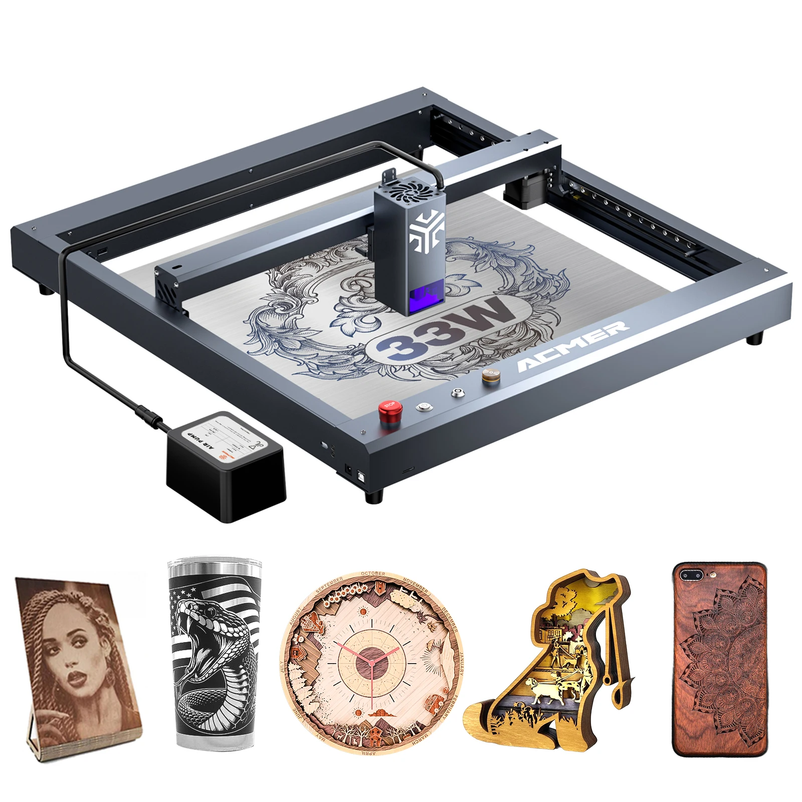 Laser Engraver, Laser Cutter, Laser Engraving Machine, CNC Laser Cutter and Engraver Machine Class 4 for Stainless Steel, Wood