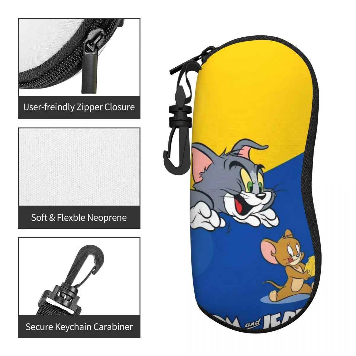 Ultralekkie, miękkie etui na okulary Tom And Jerry - kompaktowe i przenośne etui na okulary do użytku w podróży, szkole i codziennym