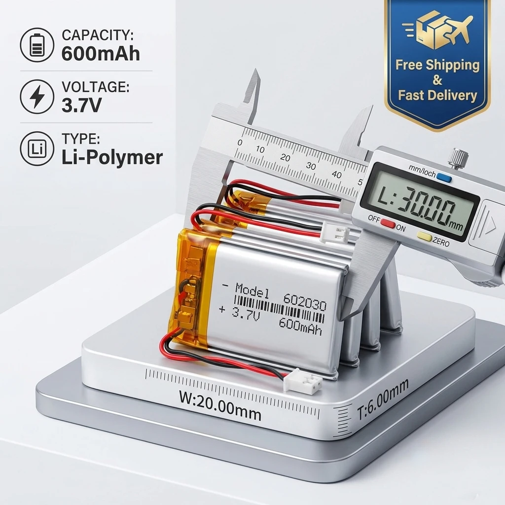 

3.7V 600mAh 602030 Lipo Battery for Handheld Game Console MP3 MP4 MP5 Player GPS Navigation Replacement Lithium Polymer 10PCS