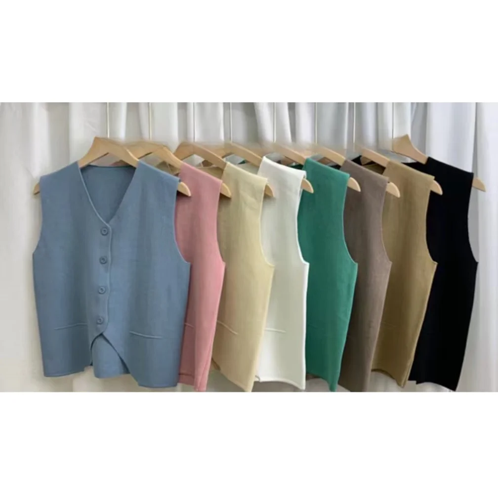 เสื้อกั๊กถักนิตติ้งแบบอเนกประสงค์สำหรับฤดูร้อน ขนาดมาตรฐาน สภาพใหม่เอี่ยม ผลิตจากผ้าฝ้ายผสมสแปนเด็กซ์