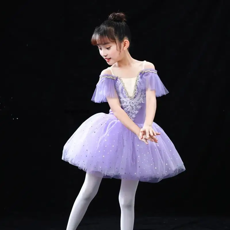 زي الباليه الاحترافي للأطفال ، فستان توتو راقصة الباليه الكلاسيكي للفتيات ، أداء رقص الأميرة ، الدانتيل