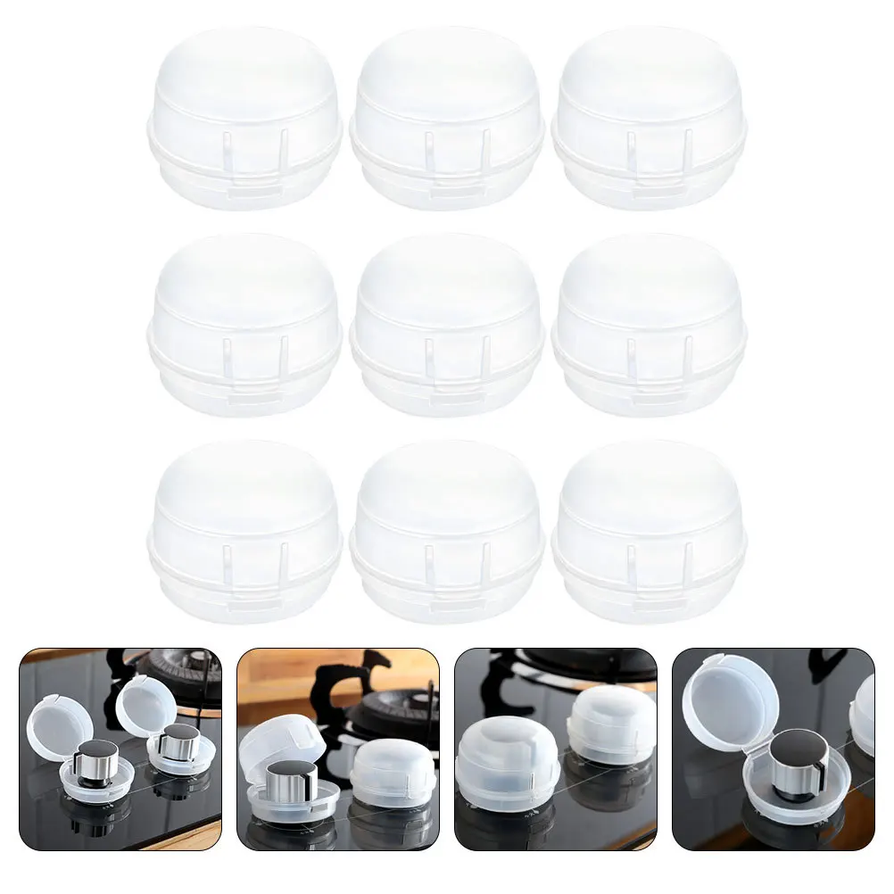 

9Pcs Stove Knob Cover Universal Home Safety Cover Clear Removable Reusable PP Material Child Safety Guard White