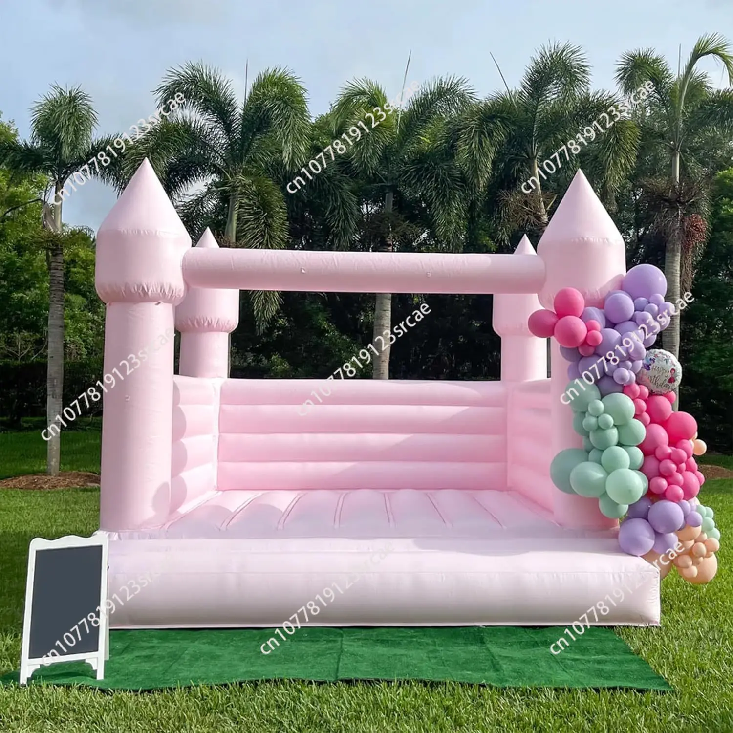 

Commercial-grade 100% PVC pink bounce house with ball pit, inflatable hoodie, inflatable castle, children's jumping castle