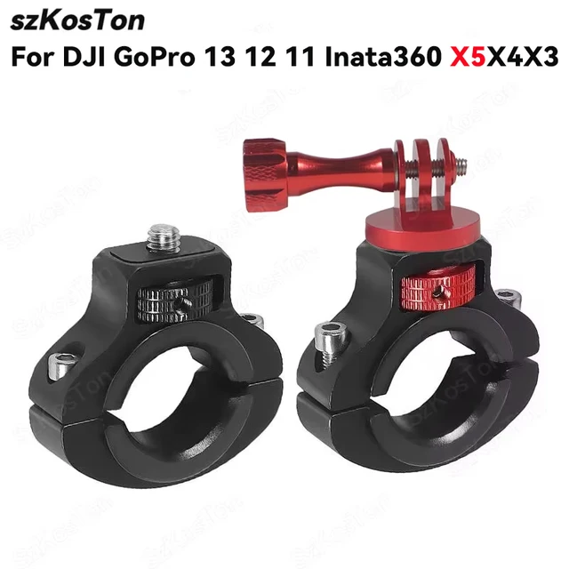 Uchwyt rowerowy/motocyklowy na kierownicę z gwintem 1/4 cala do GoPro 13 12 11 10 9 8 Insta360 X5 X4 DJI Osmo Action 6 4 5