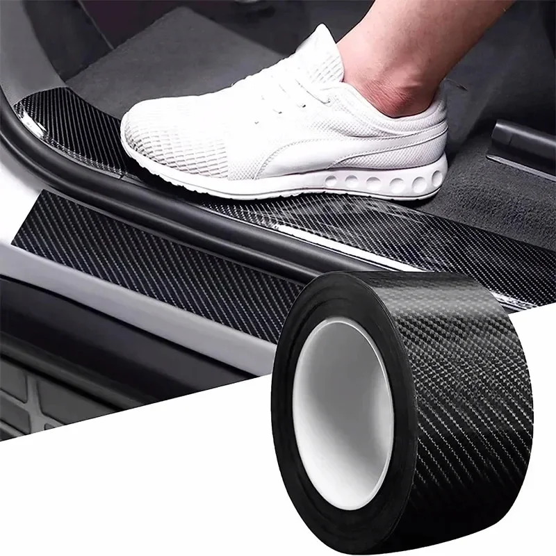 Black 3D Nano Carbon Automobile threshold bar Car Bumper Door Guard Protection Film 3m Sticker Waterproof Anti Scratch Tape