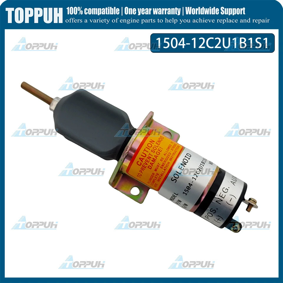 1PC 12V 1504-12C2U1B1S1 For Kubota DF-750 (2 terminals) Fuel Shutoff Solenoid