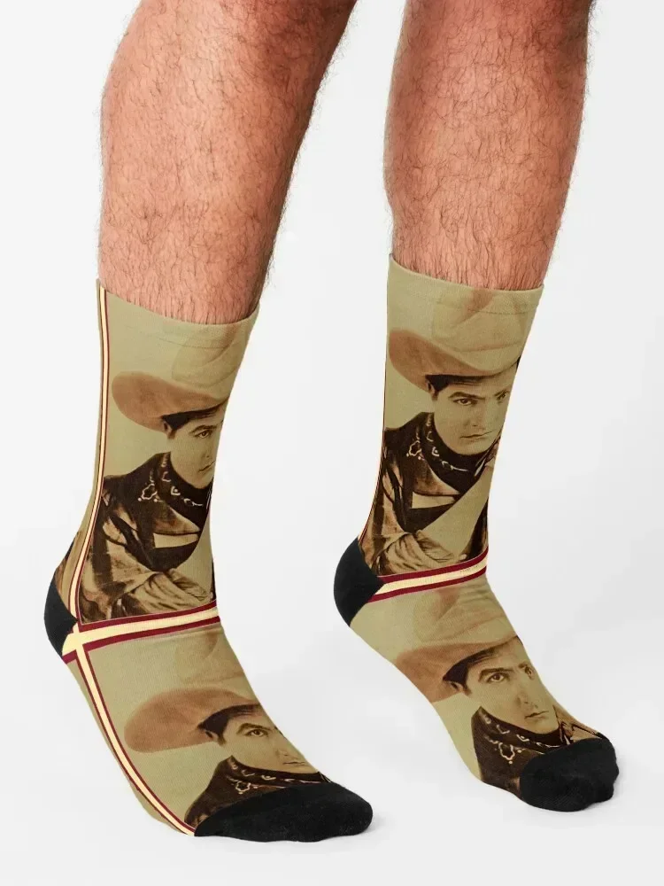 Cowboy Hero TOM MIX Socks christmas stocking heated Toe sports custom Men Socks Women's