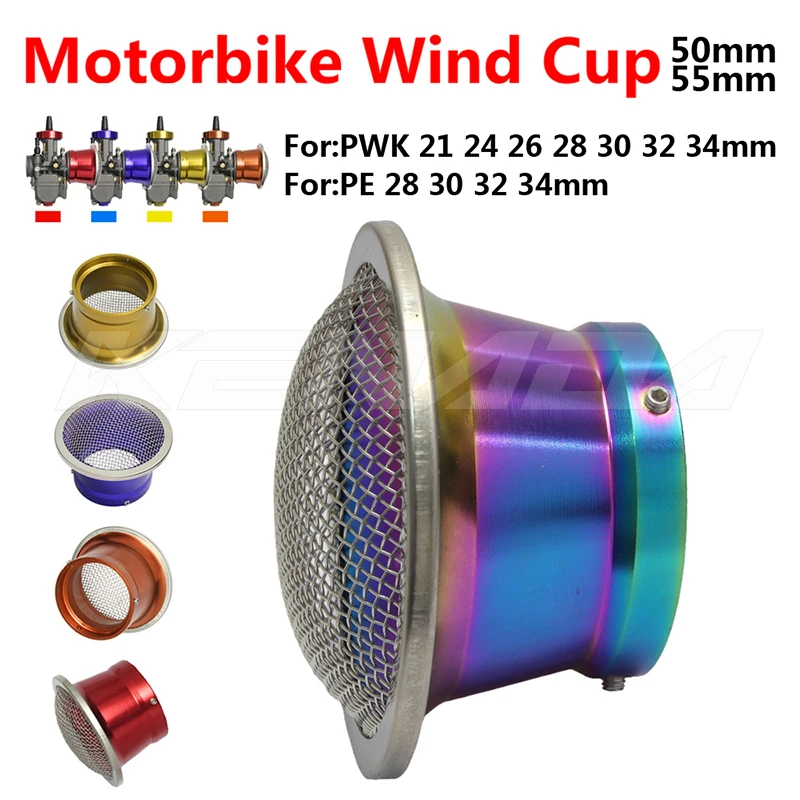 

CNC Motorcycle Carburetor Air Filter Cup 50/55mm For PWK 21-34mm PE 28 30 Modified Velocity Stacks Air Filter Cup With Net