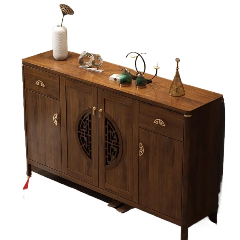 New Chinese Style Shoe Cabinet for Home Entrance Large Capacity Multi Function Entryway Solid Wood Color Porch Storage