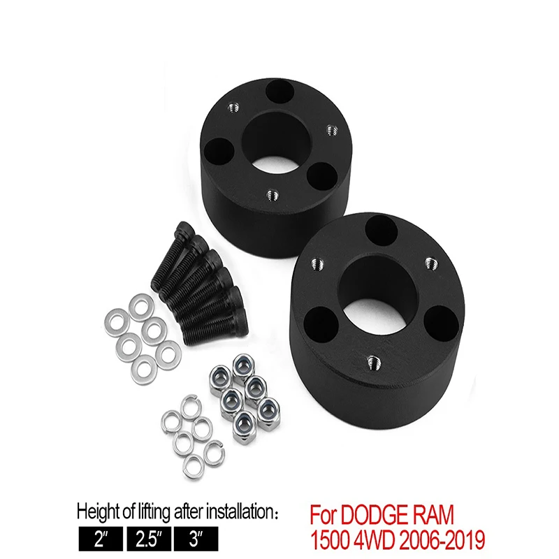 

2Pcs 2inch 2.5inch 3inch Car Front Leveling Lift Kit Fit for Dodge RAM 1500 2006-2019 4WD Auto Car 6061 Billet Aluminum