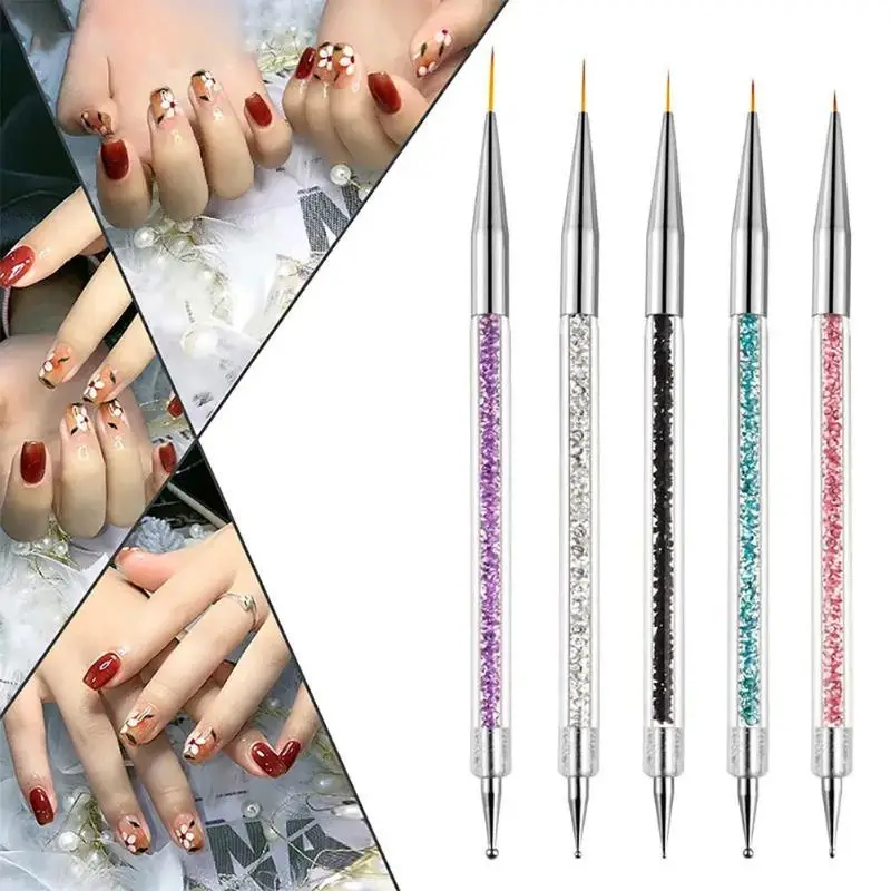 5Pcs Nails Art Dotting Pen Acrylic Drawing Liner Supplies Brush Rhinestone Gems Picker UV Gel Painting Manicure Accessoires Too
