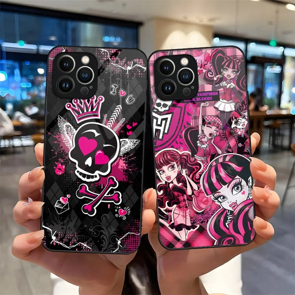 Anime M-Monsters HighS Phone Case For iPhone 13 15 14 12 11 Pro XS Max Plus Mini X XR 8 7 6s SE2020 Tempered Glass Coque