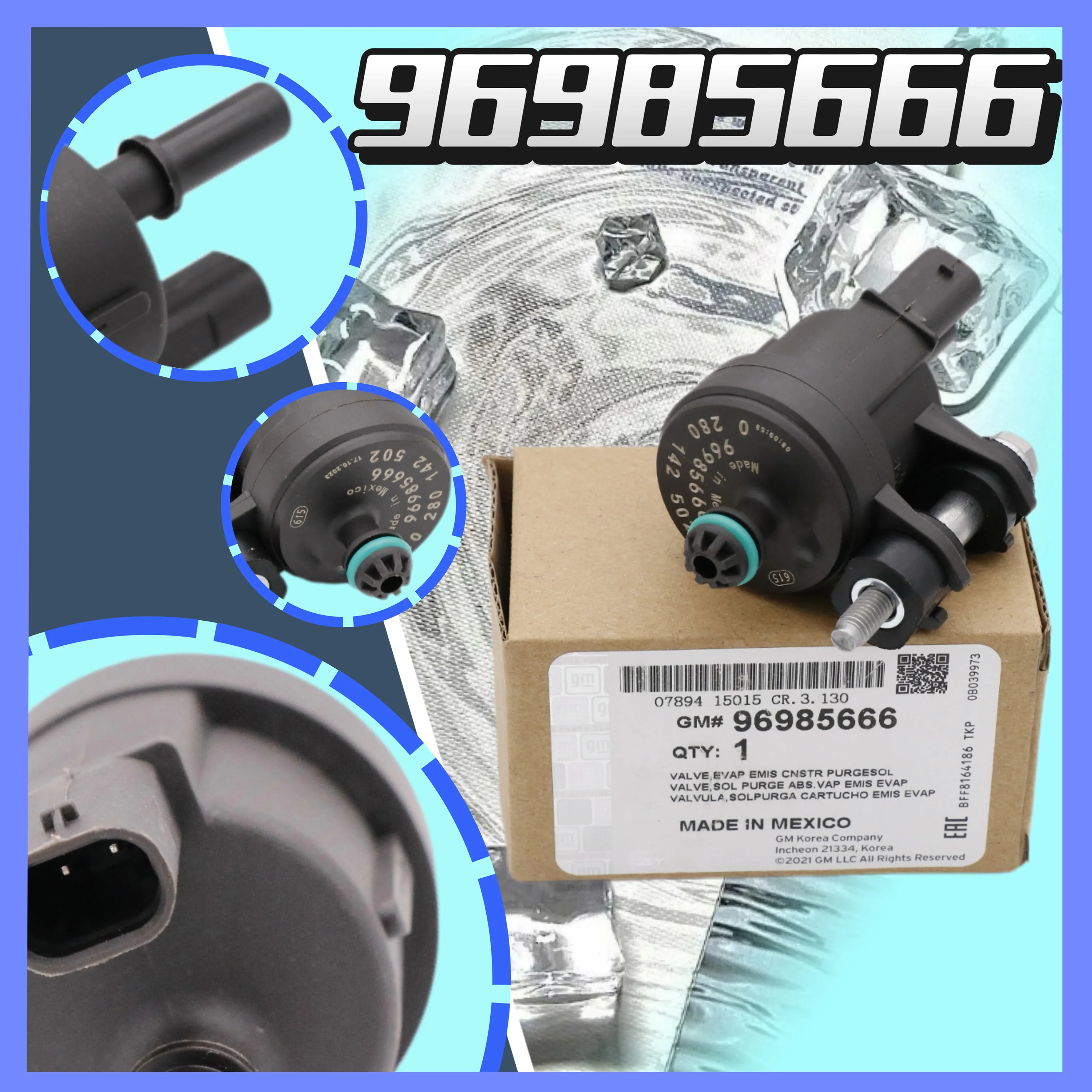 محرك علبة بخار تطهير صمام التحكم الملف اللولبي ل 2013-2015 شيفروليه سبارك 96985666 0280142502 #1