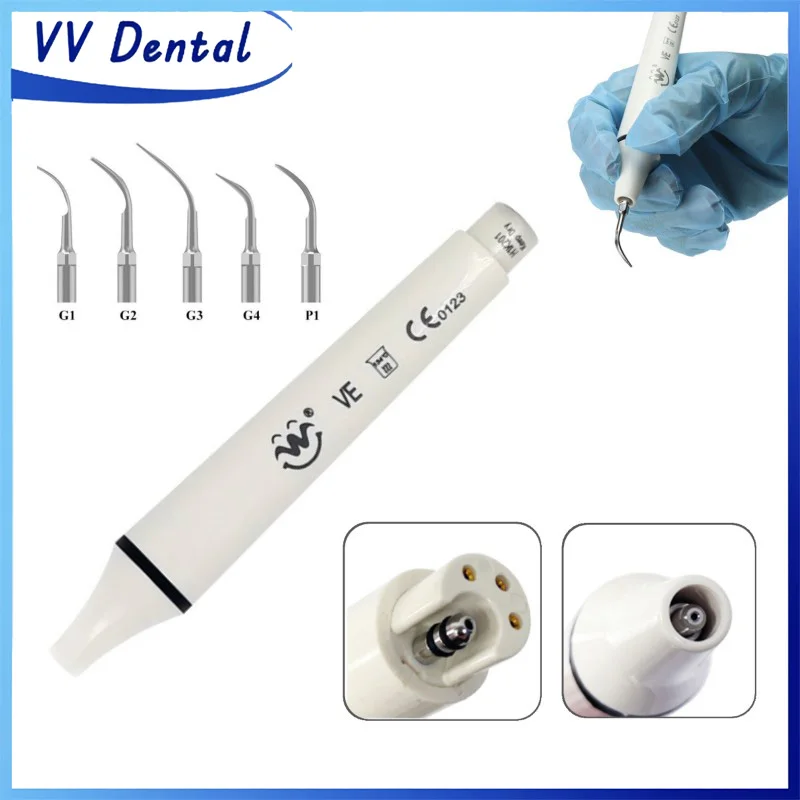 

VV Dental Ultrasonic Scaler Handpiece+5 Tips Professional Dentist Oral Cleaning Calculus Kit Gingival/Subgingival Teeth Cleaning