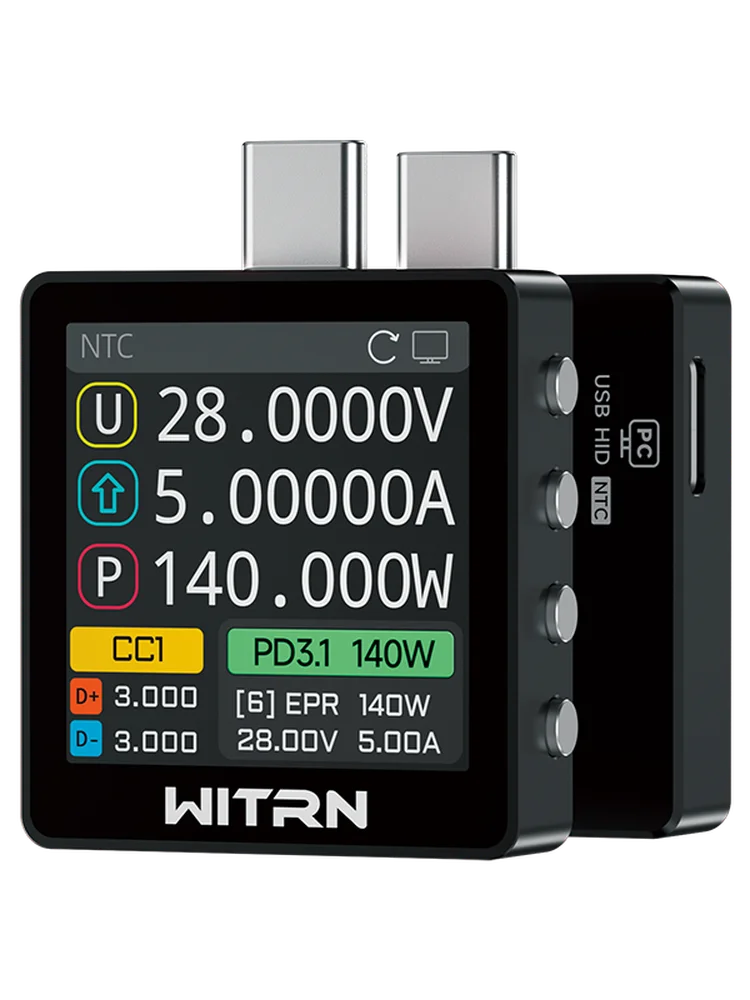 WITRN K2 voltage and current meter USB tester PD3.1 fast charging protocol detection decoy 28VEPR color screen 140W mobile phone