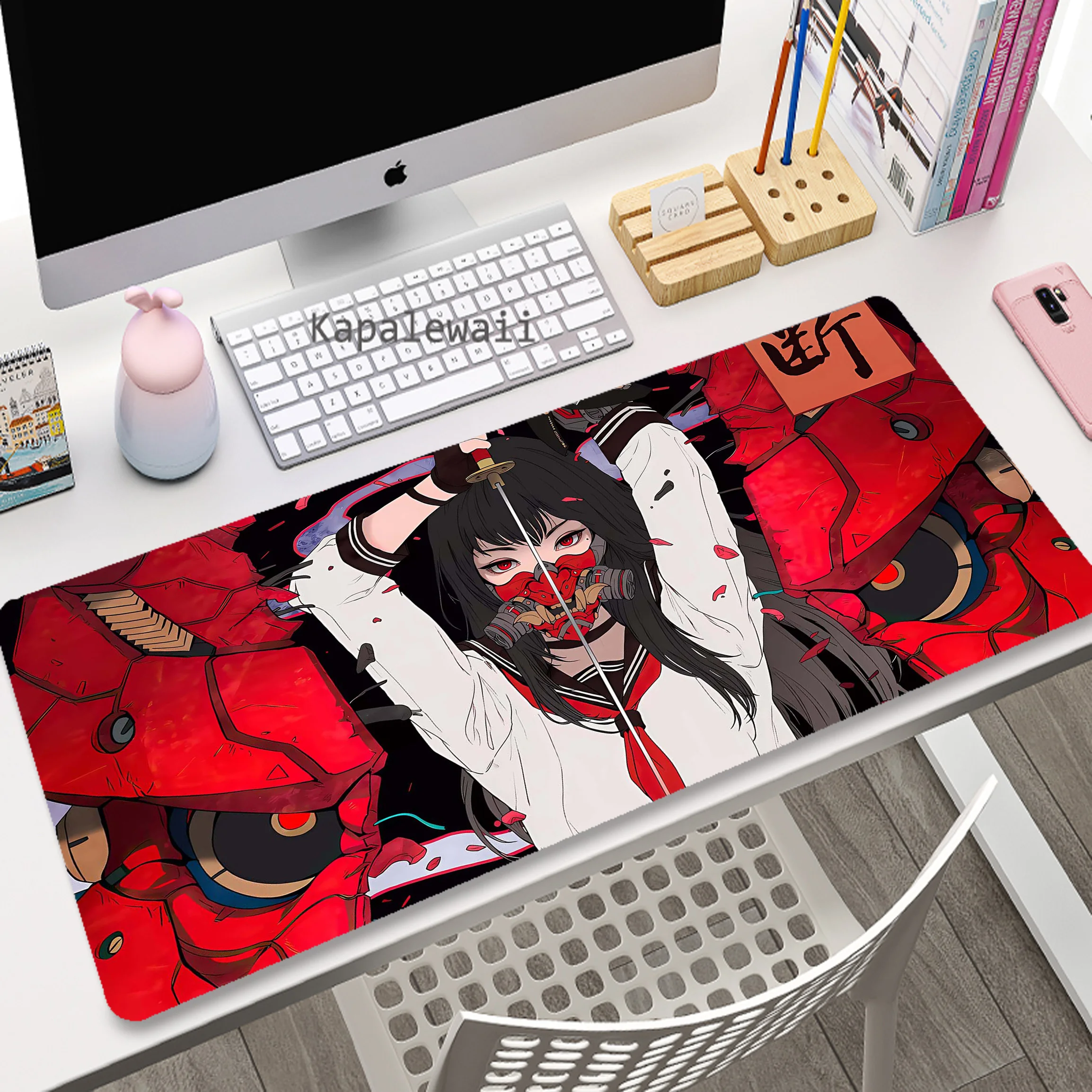 Japanese Style Maid Warrior Anime Gamer Mouse Pad Mousepads Locking Edge Mouse Mat Gaming Mousepad Keyboard Pads Tapis De Souris