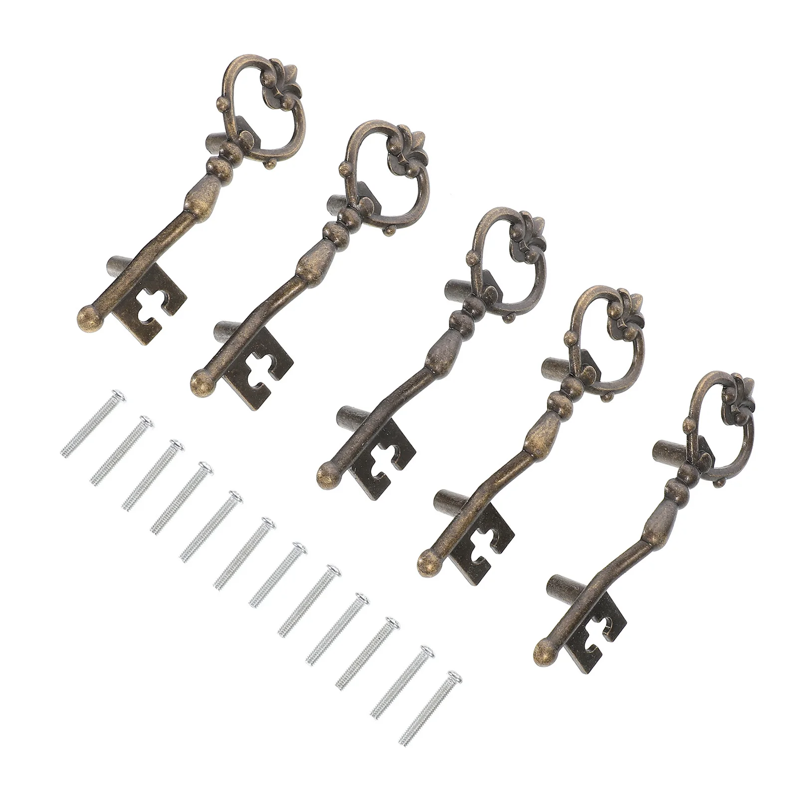 

5Pcs Drawer Pulls Handles Key Shape Zinc Alloy Rustproof Decorative Furniture Handles for Cabinets Dressers Cupboards