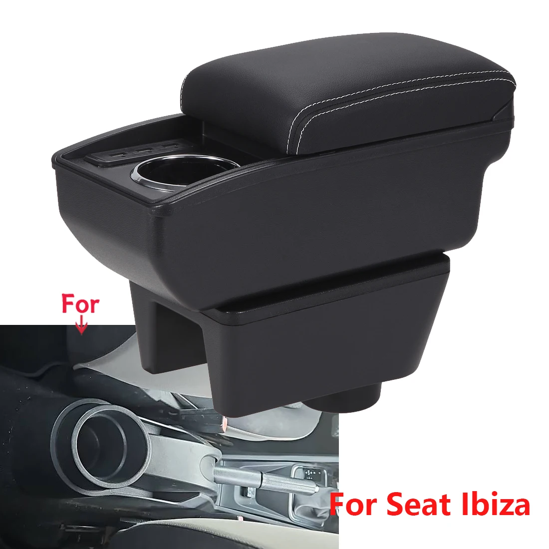 For Seat Ibiza Armrest Box For Seat Ibiza 6j Ibiza 6L Car Armrest Auto Storage Box Retrofit parts Interior Car Accessories