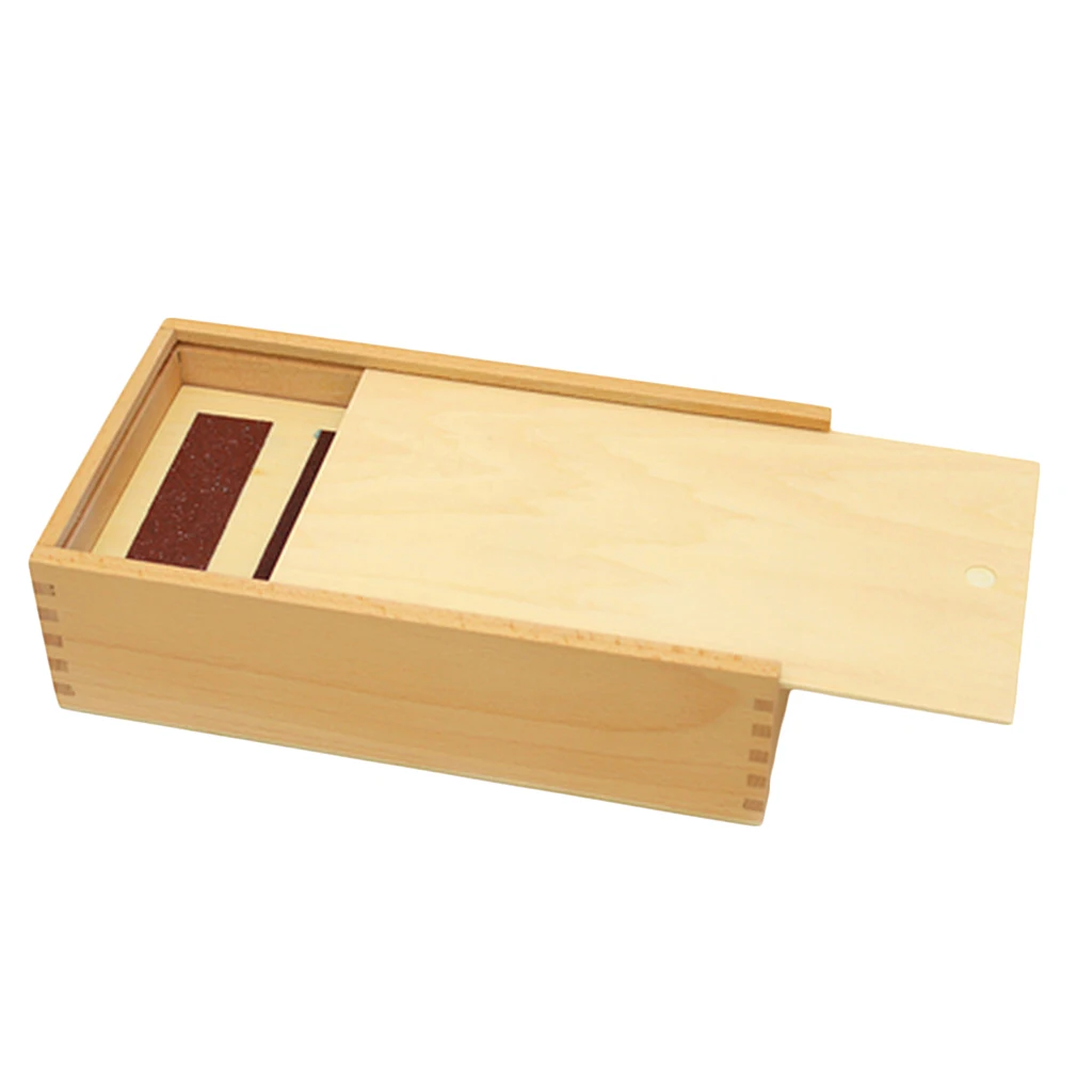 Wooden Box of 11 Pieces of Montessori with Sandpaper And Smooth